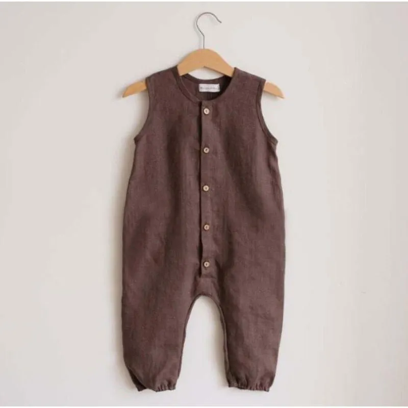 Soft 100% Cotton Sleeveless Infant Baby Girls Jumpsuits