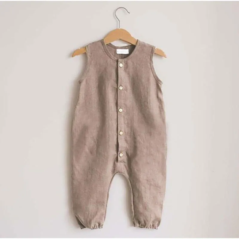 Soft 100% Cotton Sleeveless Infant Baby Girls Jumpsuits