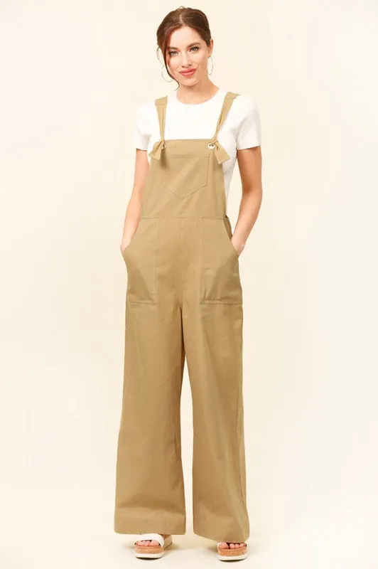 Tan Knot Detail and Wide Leg Jumpsuits