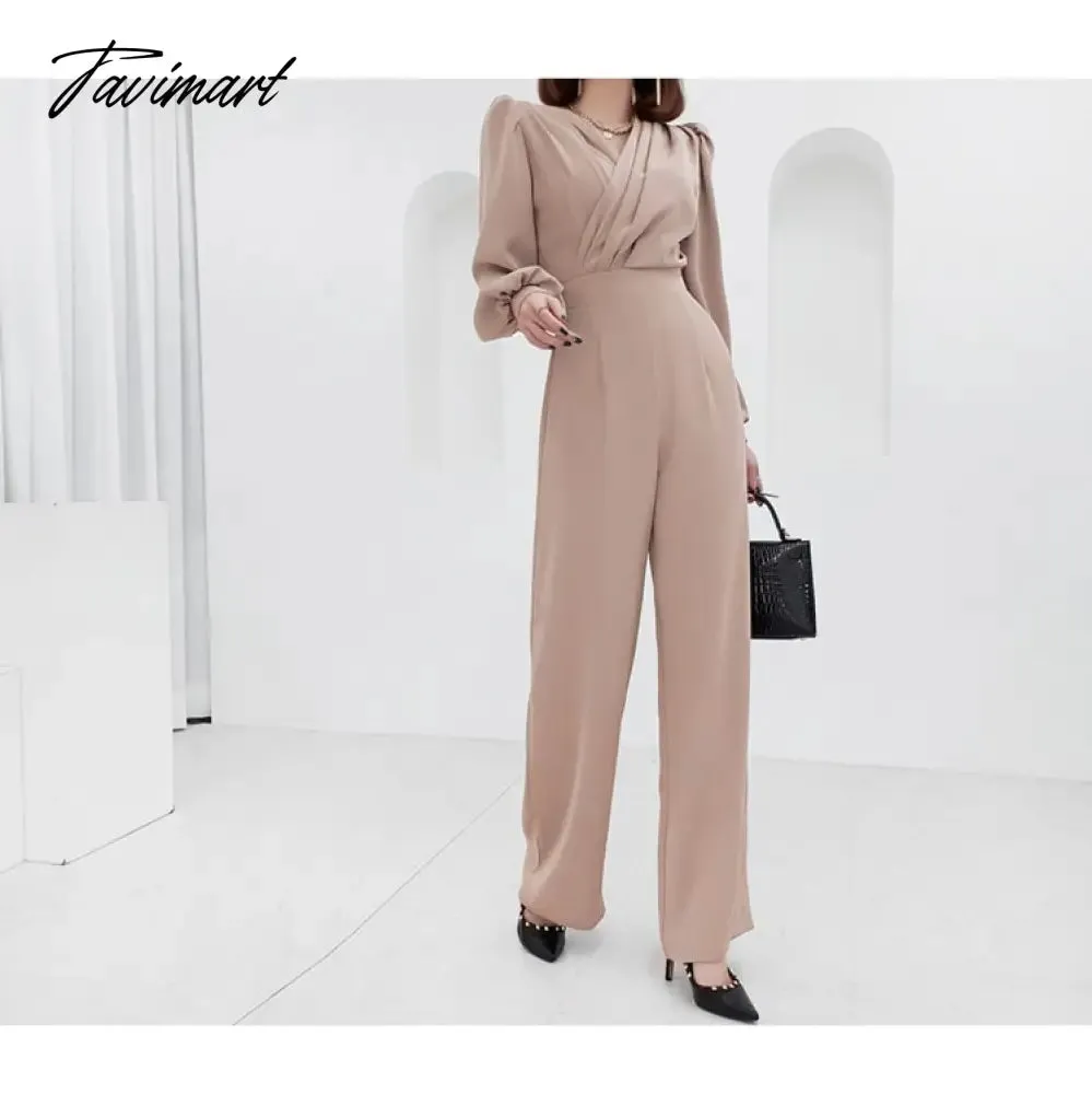 Tavimart New Spring Summer Women Casual  Wide Leg Pant Jumpsuits Female Fashion Elegant Office Lady Long Rompers