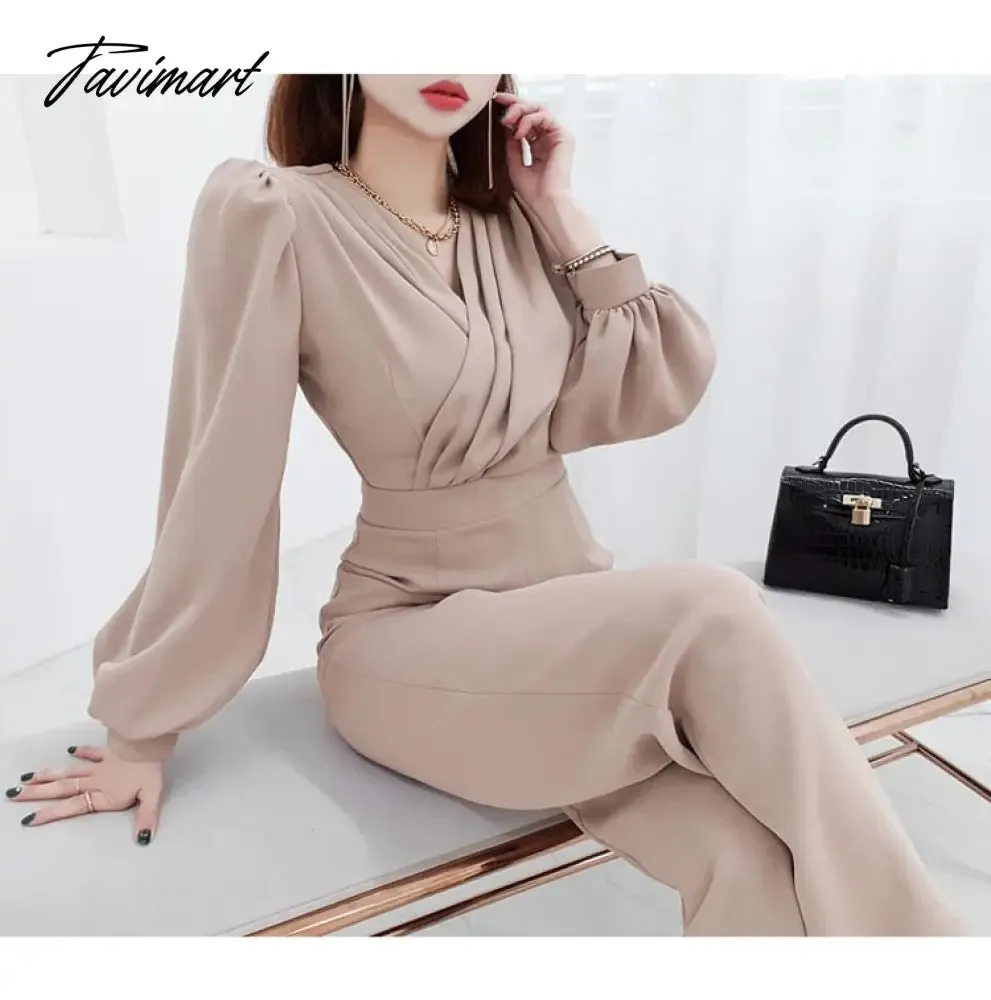 Tavimart New Spring Summer Women Casual  Wide Leg Pant Jumpsuits Female Fashion Elegant Office Lady Long Rompers