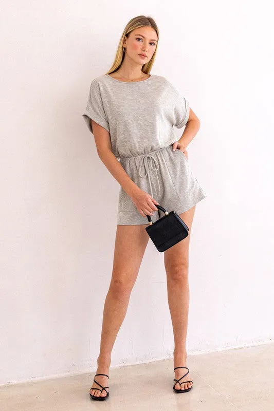 TEEK - Short Roll-Up Sleeve Elastic Waist Romper