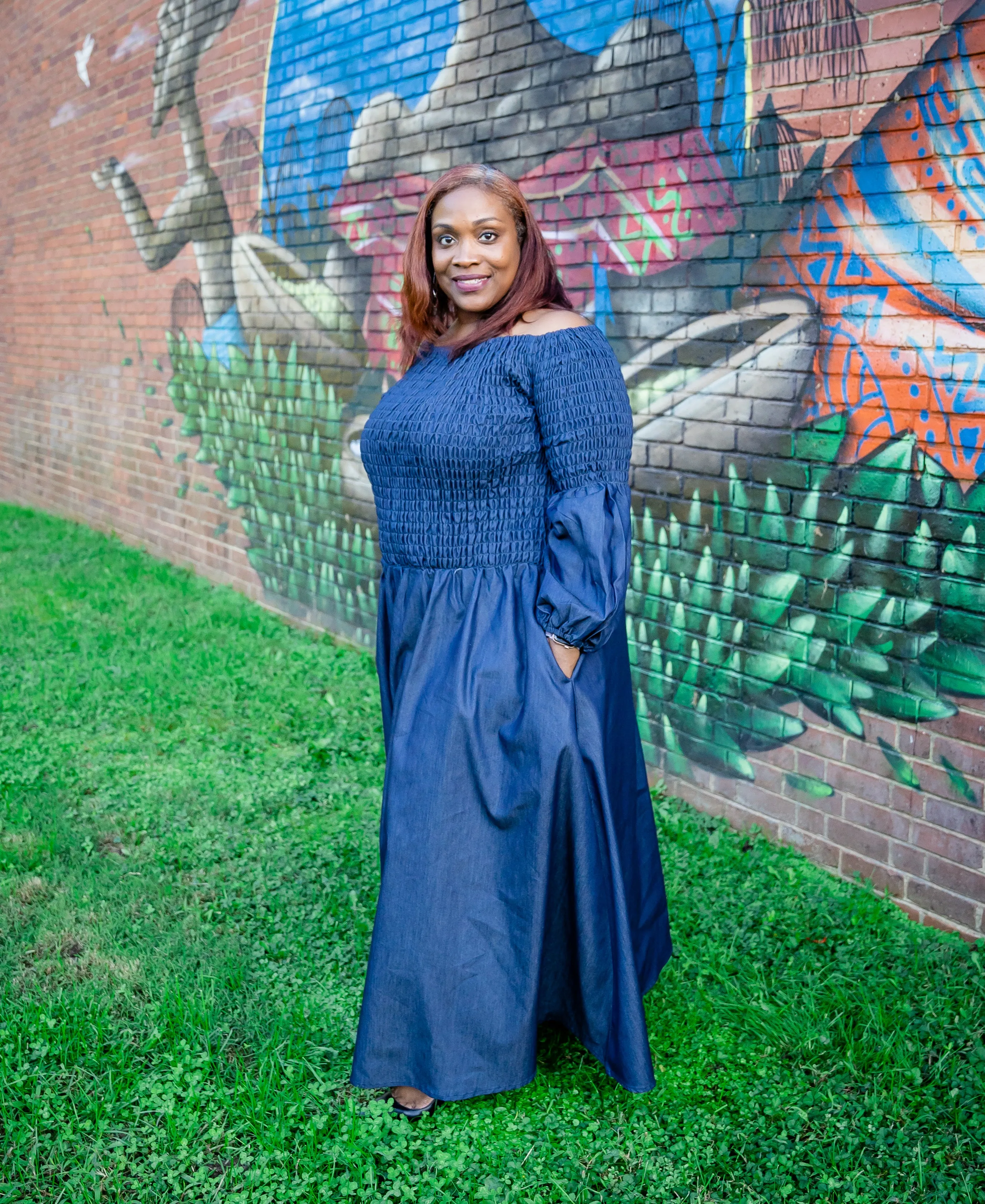 The Tracey Denim Maxi Dress w/Pockets