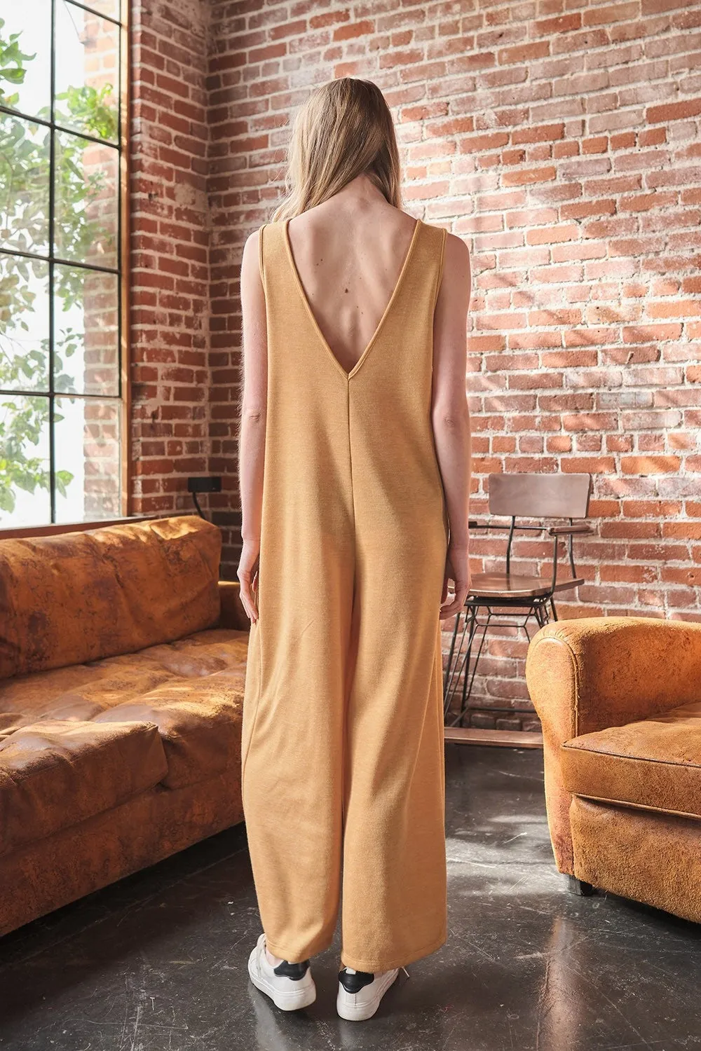 V-Neck Sleeveless Wide Leg Jumpsuit