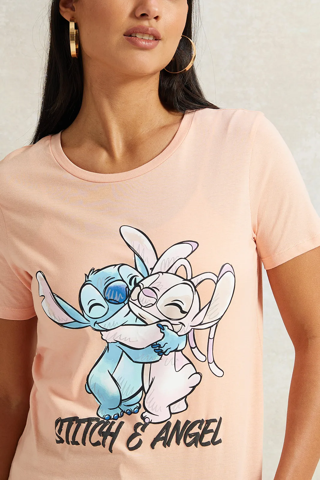 Women Apricot Stitch Printed T-Shirt