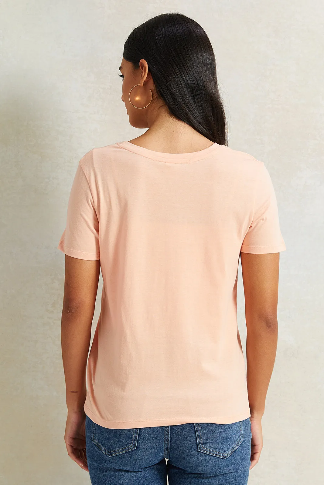 Women Apricot Stitch Printed T-Shirt