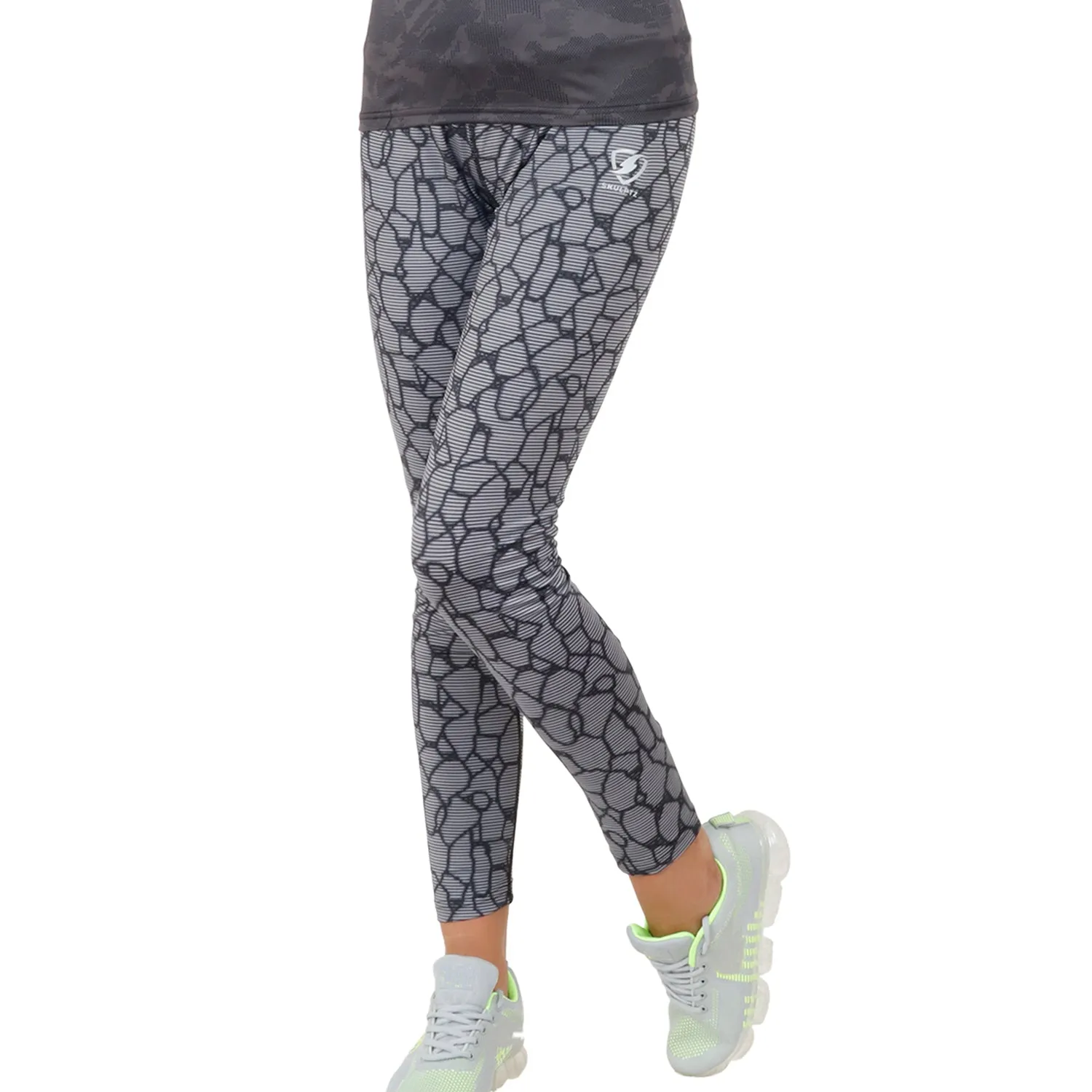 Womens Printed Tights Dark Grey