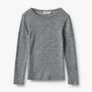 Wool T-Shirt L/S Alfie - melange grey