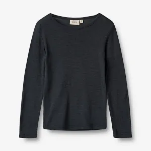 Wool T-Shirt L/S Alfie - navy