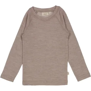 Wool T-Shirt LS - grey khaki melange