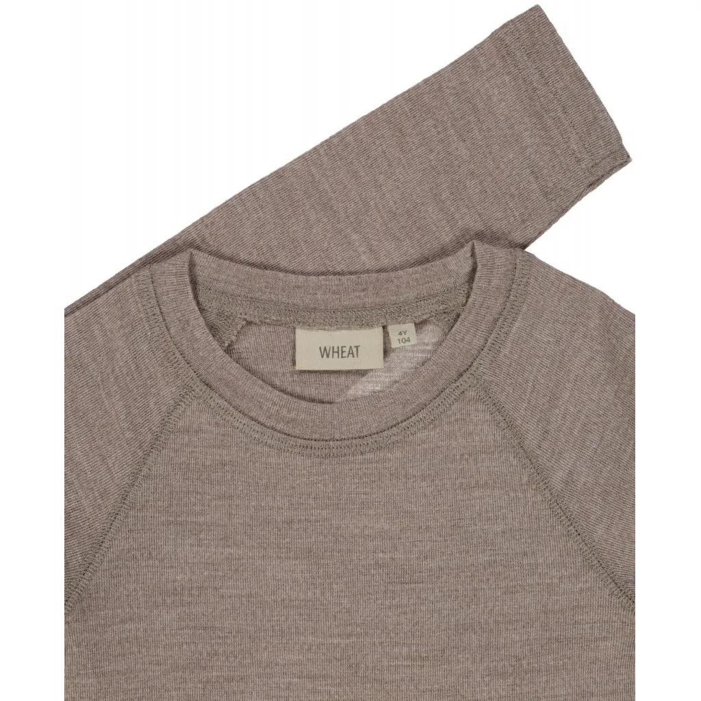 Wool T-Shirt LS - grey khaki melange